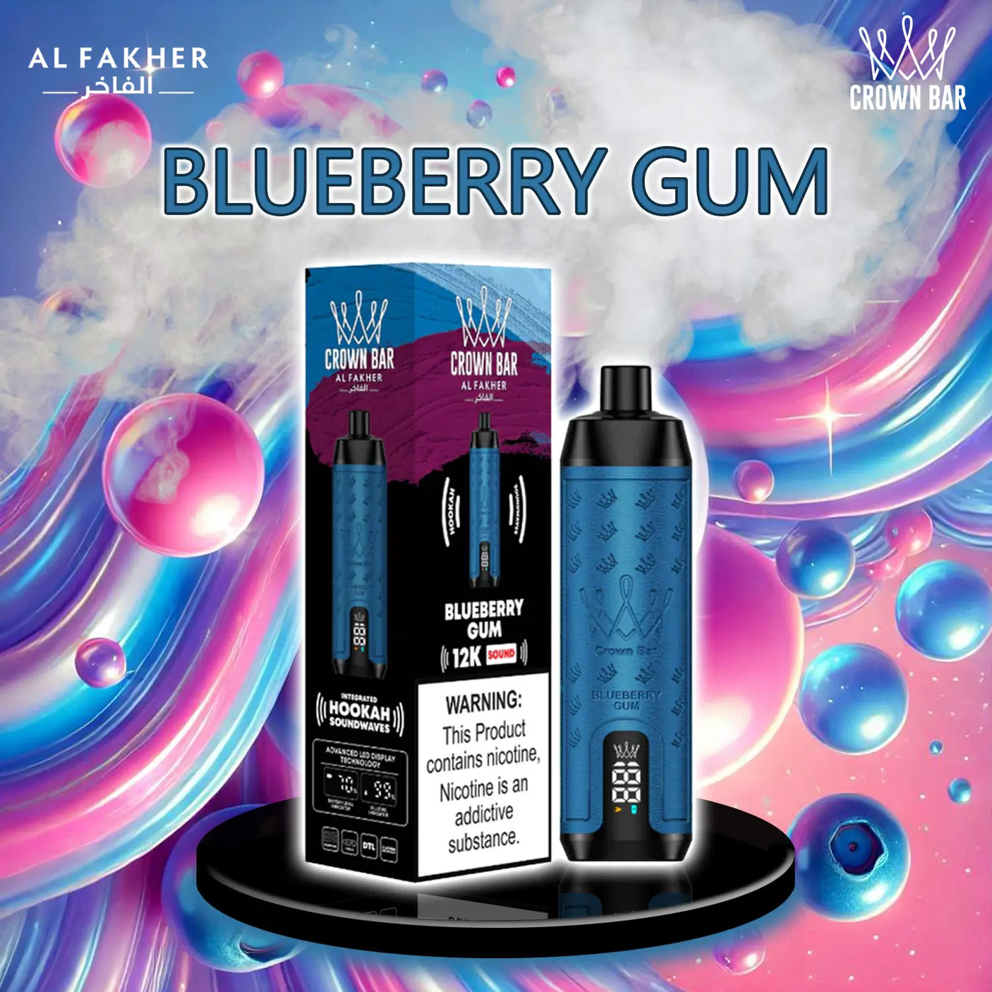 al fakher crown bar vape 12000 blueberry gum