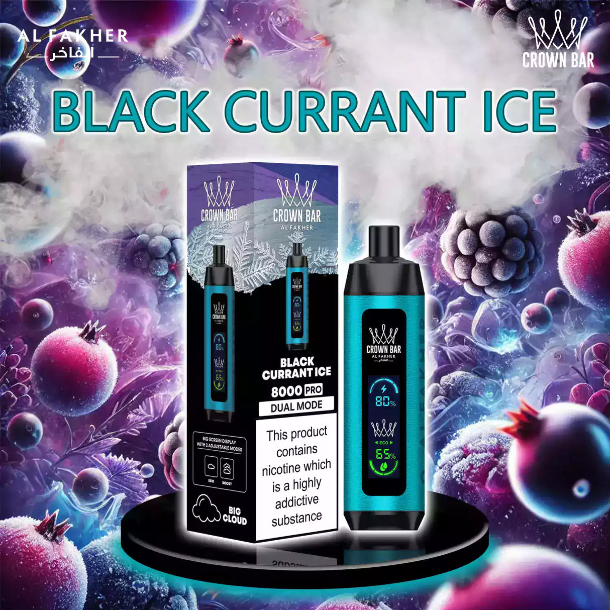 al fakher crown bar vape 8000 black currant ice