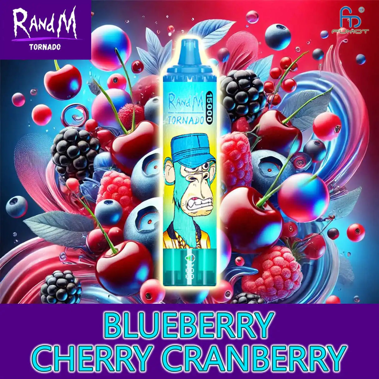 randm tornado vape 15000 - blueberry cherry cranberry