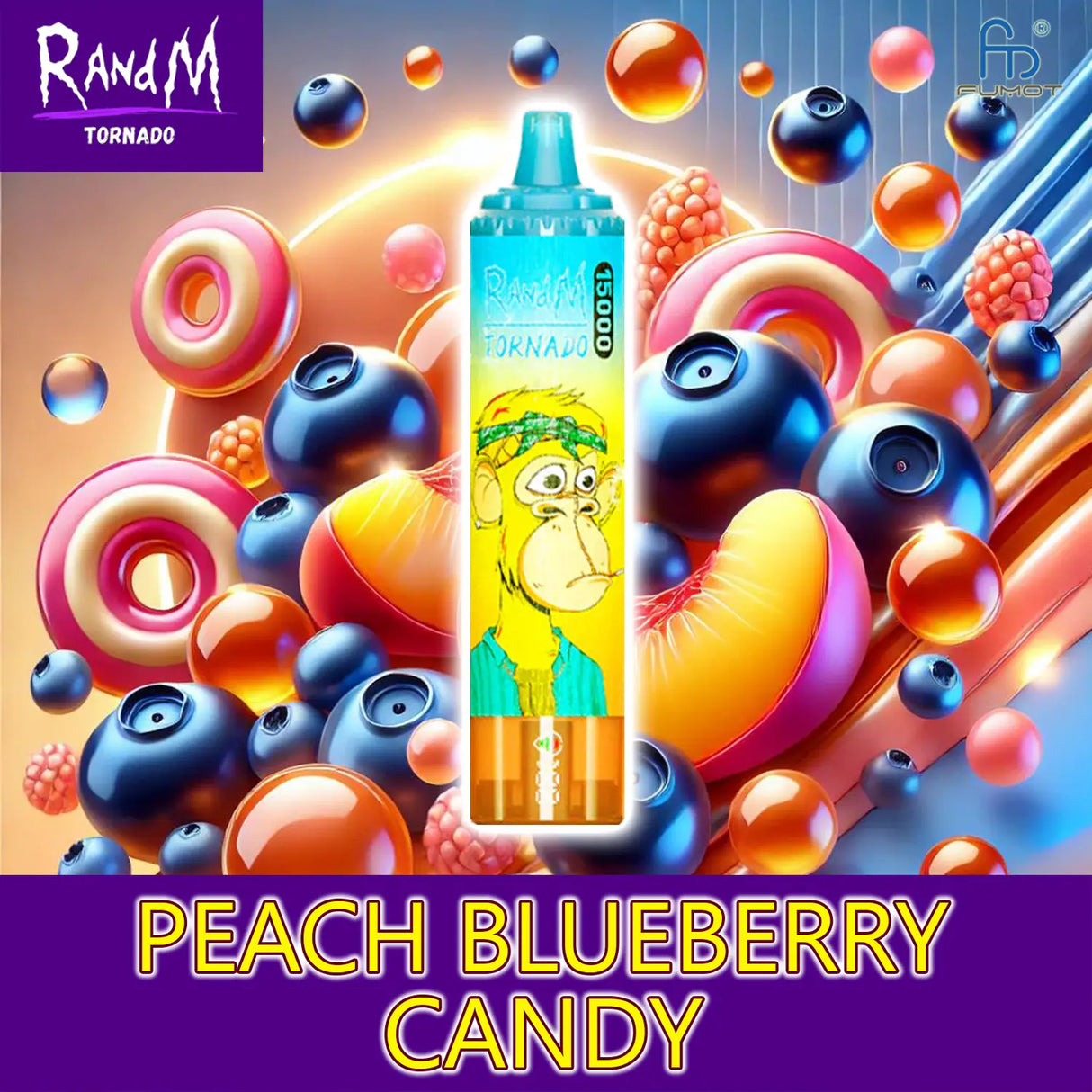 randm tornado vape 15000 - peach blueberry candy