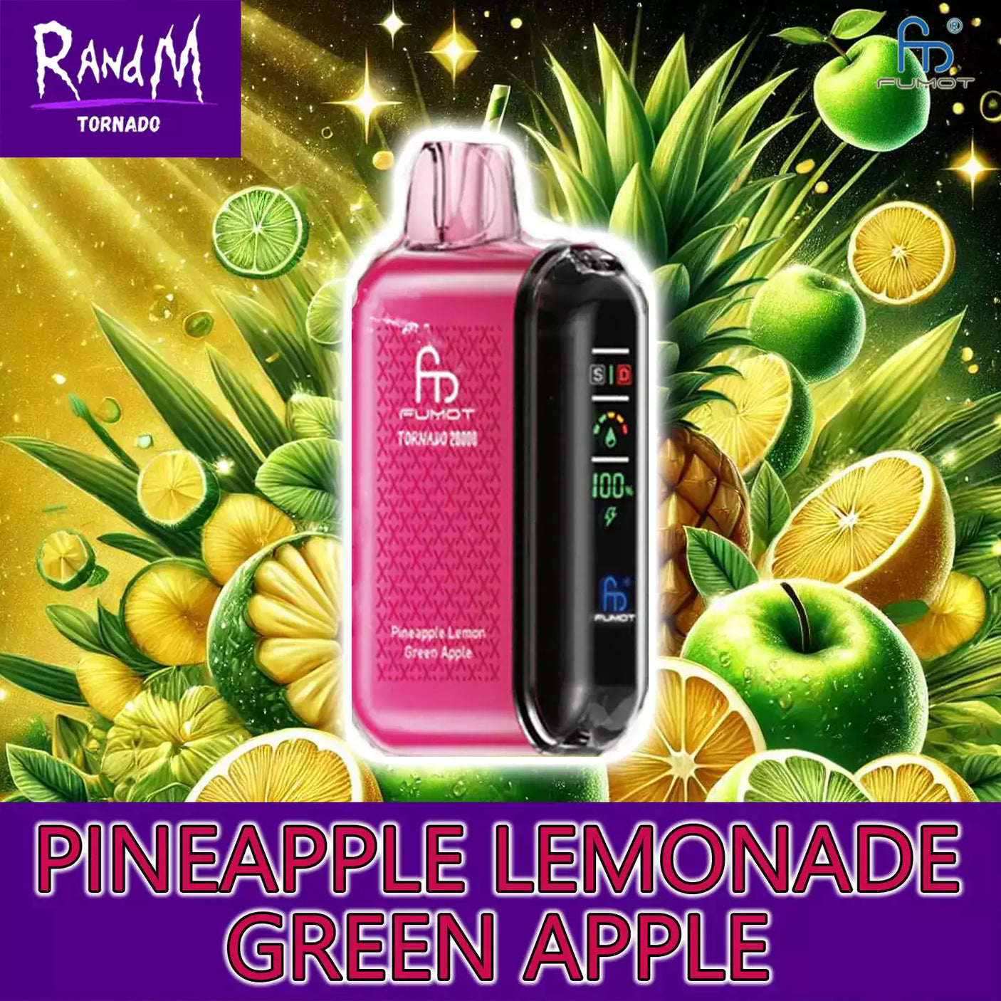 randm tornado vape 20000 pineapple lemonade green apple