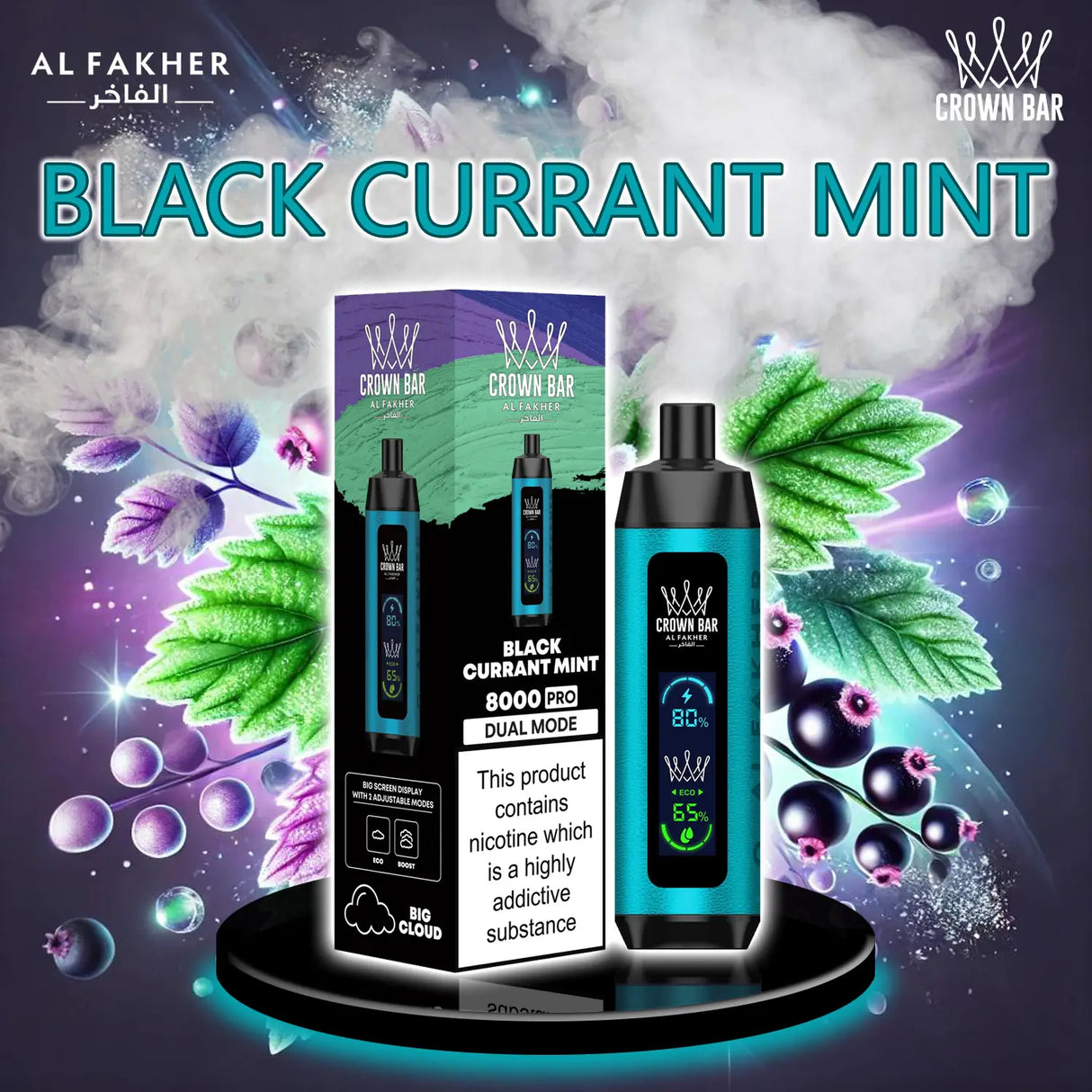 al fakher crown bar vape 8000 black currant mint