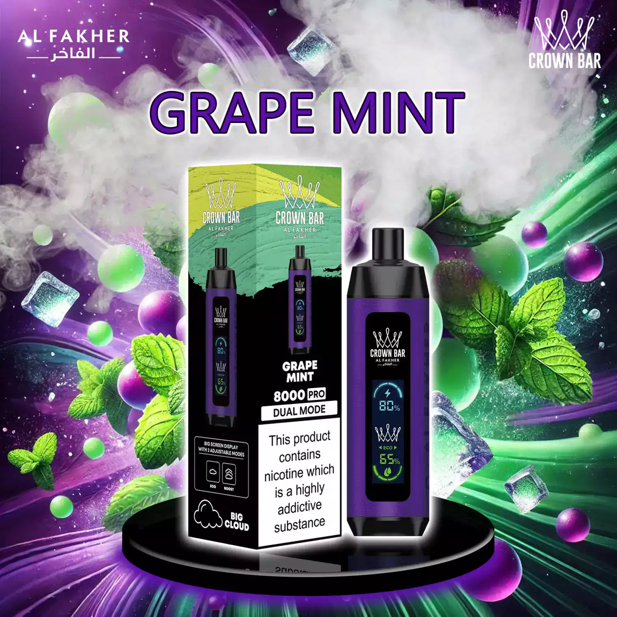al fakher crown bar vape 8000 grape mint